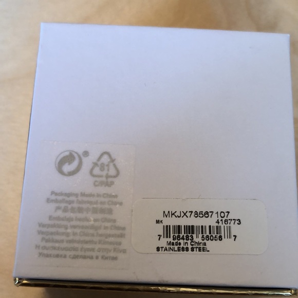 Michael Kors Gold Plated Stainless Steel Logo Ring Tortoise & Crystal Size 7 NWT - Picture 14 of 15